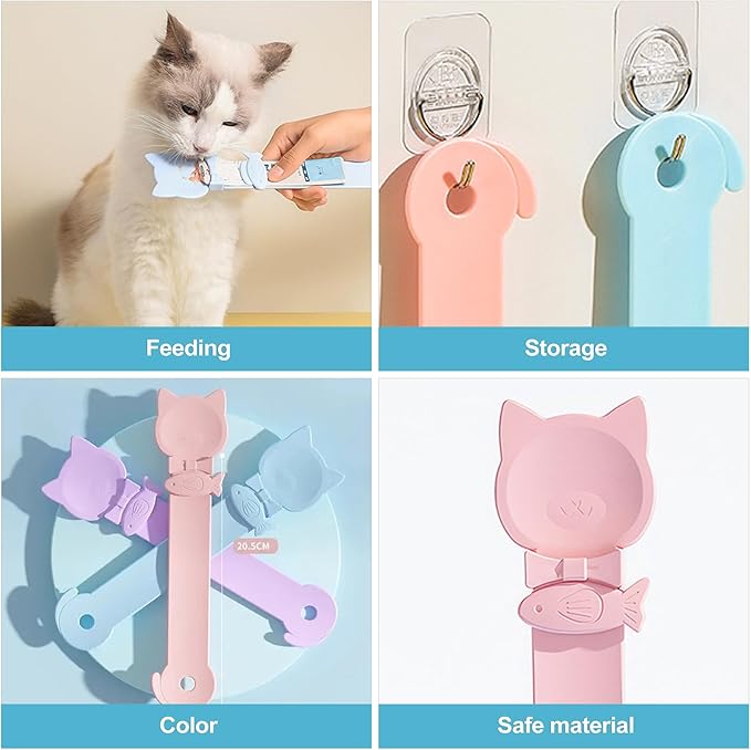 CoguZed 3 Pack Cat Treat Strip Feeder – Squeeze-Activated Multi-Function Tool for Churu, Wet Food & Lickable Treats Durable Plastic for Cats with Dental Issues