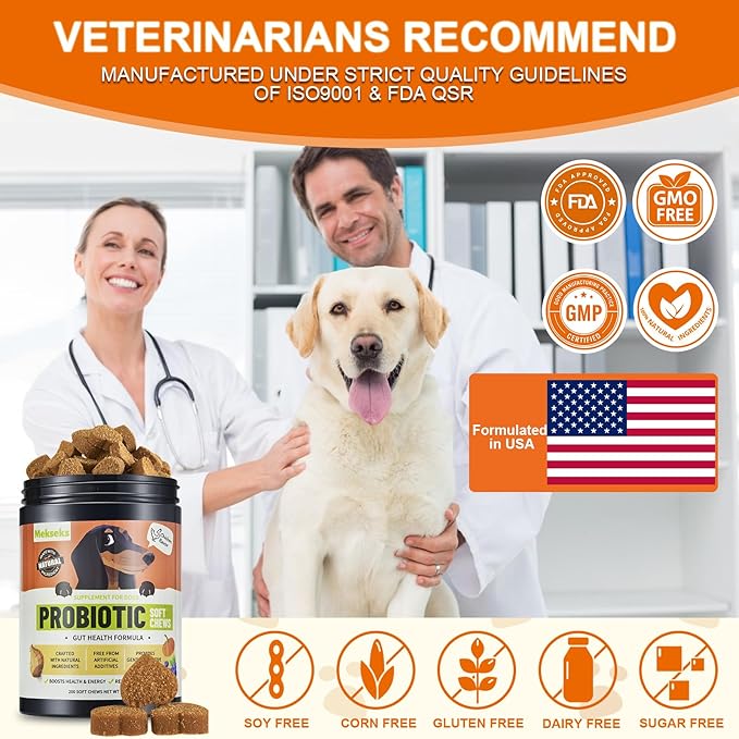Dog Probiotic Soft Chews 200, Support Gut Health, Immunity, Diarrhea Gas Relief Digestive Balance, Relieve Itchy Skin, with Pumpkin Blueberry, 6 Digestive Enzymes, 4 Prebiotics, 6 Probiotics for Dogs