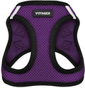 Best Pet Supplies Voyager Step-in Air Harness - All Weather Mesh, Reflective, No Pull Harness for Dogs, Cats - Secure with Hook & Loop Fastener, Buckle, Double D-Rings - Purple/Black Trim, L