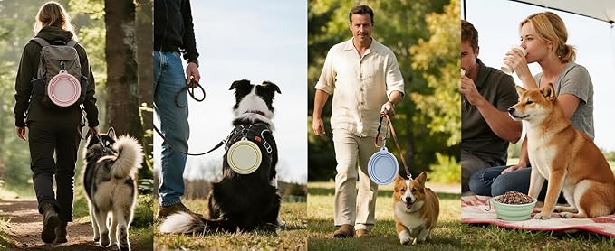 2-Pack, LeeRound Small Medium Collapsible Dog Bowl, Food-Grade Silicone Portable Travel Bowl for Dogs & Cats, Ideal for Hiking, Camping, Meet Needs Different Scenarios Feeding