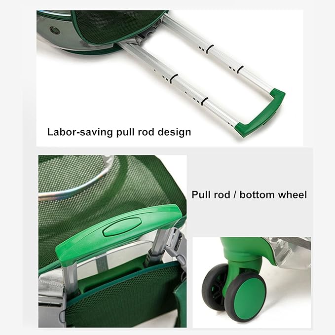 Pet Trolley Case, Convenient Portable Cats Dogs Backpack, with Clear Ventilation Holes, Silent Wheels and Telescopic Rod, for Travel. Orange