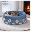 BALANCE Cat Beds for Indoor Cats, Washable Round Cat Bed, Cute 3D Flower Kitten Bed with Anti-Slip Bottom for Puppy and Kitten, 23 Inches, Blue