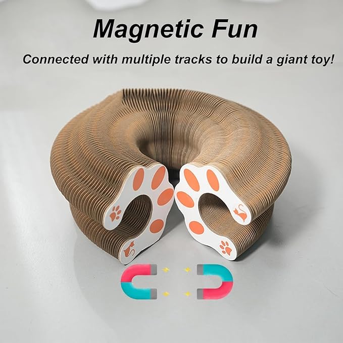 Kitten Kurl Cat Toy,Magic Organ Cats Scratcher Board,Foldable Accordion Toys with Ball (2pc)