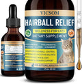 VICSOM Hairball Treatment for Cats, Cat Hairball Remedy for Cats Natural Eliminate and Prevent Hairball, Furball Control, Skin & Coat Care, Digestive Immune & Urinary Support, 60ml with Psyllium Husk