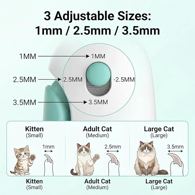Wanheart Blue Cat Nail Clippers with Safety Guard & Nail Catcher, No Mess Cat Nail Trimmer for Cats & Kittens, Safe Pet Nail Clipper Anti-Splatter Collector, Grooming Tool (Blue)
