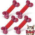Apasiri 4-Pack Tough Dog Toys for Aggressive Chewers: Beef Flavored Long Lasting Dog Bones for Large Dogs, Heavy Duty Nylon & Rubber Dog Chew Toys to Keep Them Busy, Medium & Large Breed, Red