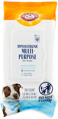 Arm & Hammer for Pets Hypoallergenic Wipes for Dogs - Best Odor Eliminating Waterless Cleaning for Dogs & Puppies, Unscented, 100 Count