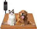 Cat Heating Pad, 6 Adjustable Temperature & 5 Timer Options, 17.7'' x 17.7'' Pet Heating Pad for Cats Dogs, Waterproof Indoor Outdoor Electric Heated Cat Bed Dog Mat with Chew-Resistant Cord (Brown)