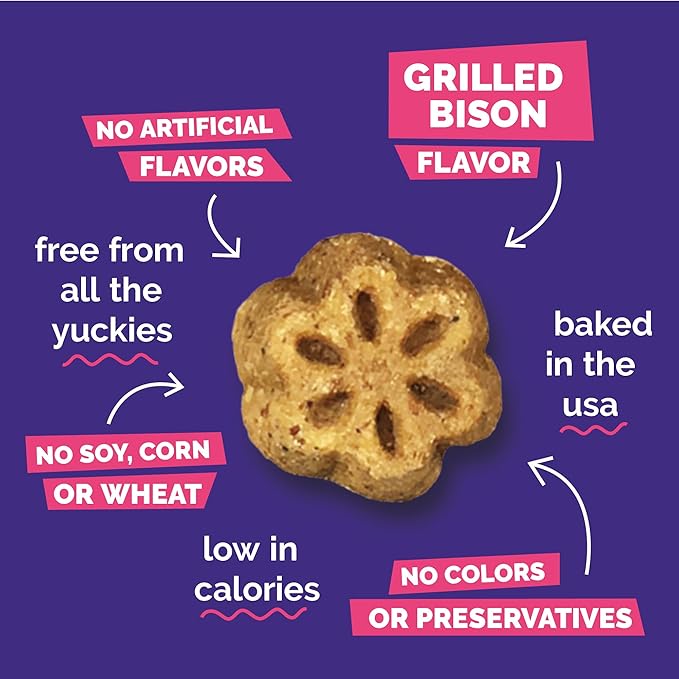 Fruitables Skinny Minis Dog Treats, Healthy Sweet Potato Treat for Dogs, Low Calorie & Delicious, Puppy Training, No Wheat, Corn or Soy, Made in the USA, Grilled Bison Flavor, 5oz