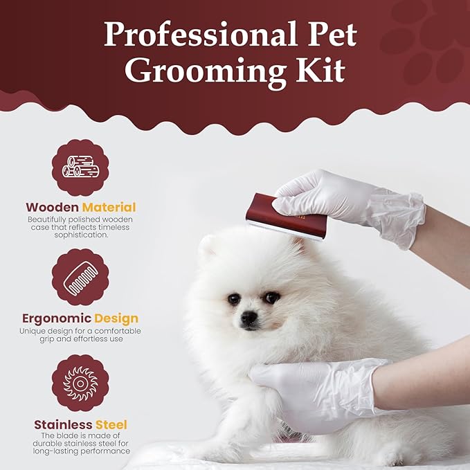 Deshedding Brush for Dogs, Cats & Horse| Pet Grooming Brush | Removes Loose Fur, Dirt & Hair | Detangle | Undercoat | Brown color | Reduces Shedding by 95%