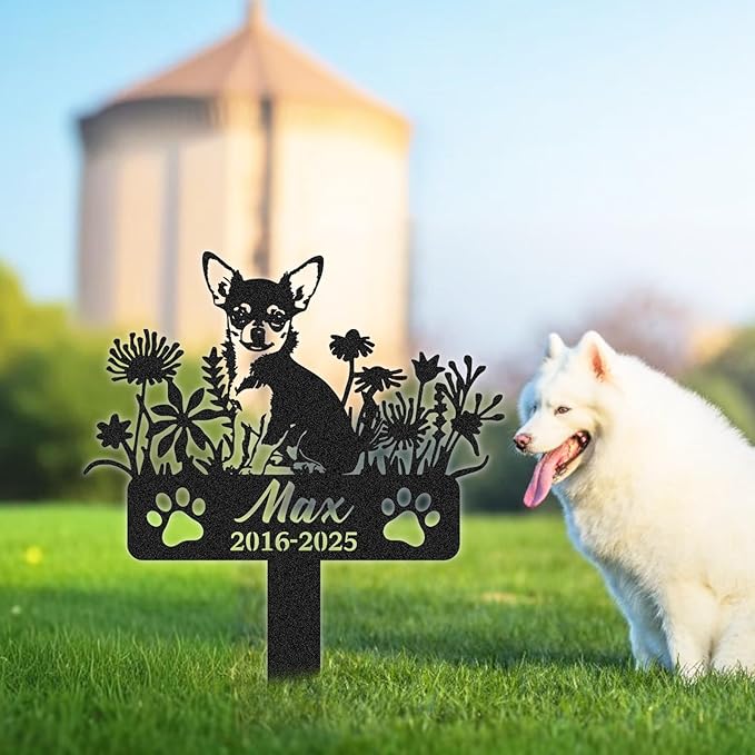 Personalized Pet Graves Marker Dog, Custom Pet Headstone, Waterproof Memorial Plaques for Outdoor, Pet Cemetery Markers Yard Decor, Memorial Garden Stakes, Dog Remembrance Gift Color08