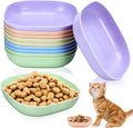 TKOnline 10 Pcs Cat Food Bowl, 5.7 Inch Plastic Shallow Pet Food and Water Dish for Whisker Fatigue Relief, Wide Cat Wet Feeding Bowls, Small Flat Dish for Indoor Outdoor Kittens Dogs ﻿