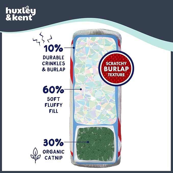 Huxley & Kent Kicker Plush Cat Toy - Interactive Catnip Toy for Cats & Kittens - Soft Canvas for Kicking & Batting - Fun Indoor Play - Purrrties Kicker
