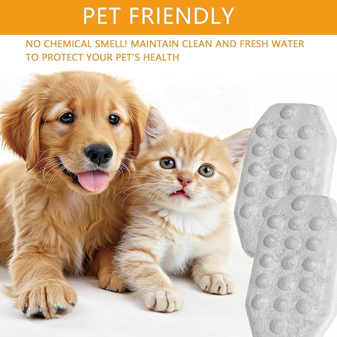 20 Pack Cat Water Fountain Filters with 20 Pack Pre-Filter Sponges for Rellaty and Neareal 3.2L/108oz Cat Water Fountain Automatic Pet Fountain