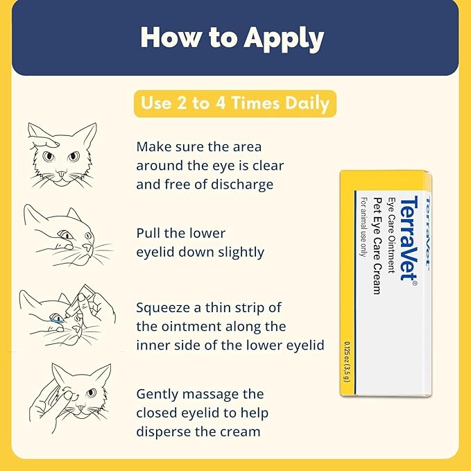 Pet Eye Care Cream for Cats, Dogs, Horses & Birds - Soothes Red/Watery Eyes, Lubricates & Cleans Discharge - Grooming Cream for Daily Cleaning – 1/8 oz (3.5 g)