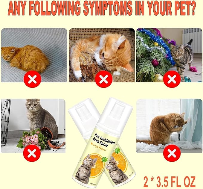 Cat Deterrent Spray 100% Natural Cat Spray Deterrent for Urine Marking & Scratching - Eco Friendly, Safe to Use Around Children and Pets, Safe for Use on Furniture and Fabric, Works Indoor & Outdoor