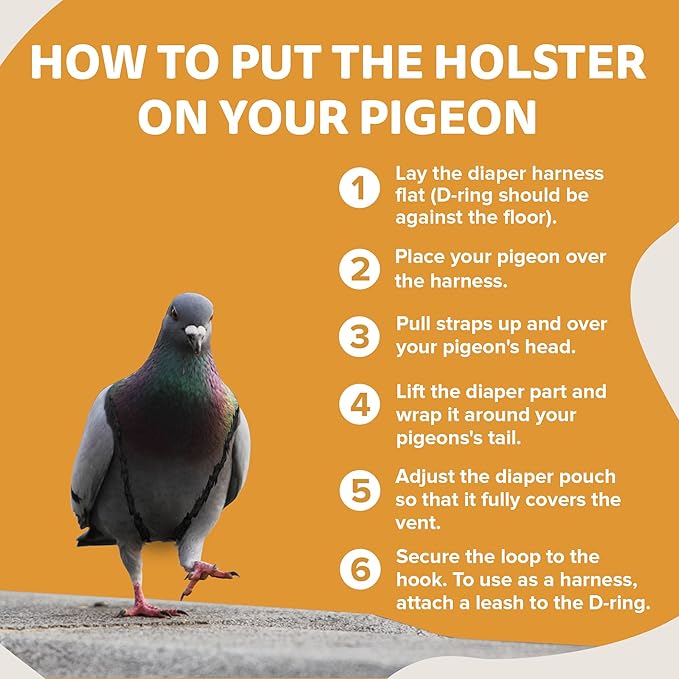 Hen Holster Premium Starter Kit - Bird Diaper, Wrap Around for Larger Pigeons, Small Breed Hens & Roosters - Leak-Proof, Comfortable Bird Harness with Sewn-in Liner & Hook & Loop Closure, XS, Tiger