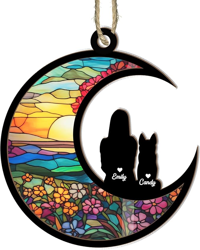 Dog Memorial Ornament, Pet Loss Suncatcher, Gifts for Dog Lovers