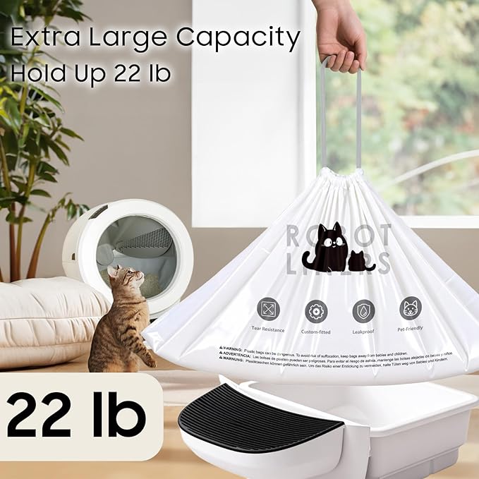 Cat Litter Box Robot 5/4/3 Waste Bags, 40 Pack Automatic Litter Box Bags, Thick Heavy Duty Cat Litter Box Liner Bags 25.2 X 15.7 IN