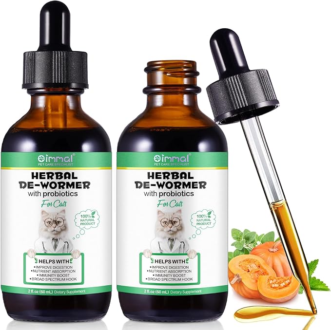 2 Pack Specifically Formulated for Cats,Cats Natural Broad Spectrum Treatment with Probiotics, Herbal Cleanse,Digestive Support for All Cat Breeds,Gut Health, Puppy & Kitten,Supplement Drops for Cat