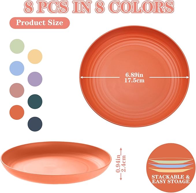 8-Pieces Whisker Fatigue Cat Bowl - 6.88 Inch Shallow Cat Food Dish Wide Cats Wet Feeding Bowls, PET Plate for Kittens and Short Legged Cats (Type-B Shallow Plates)