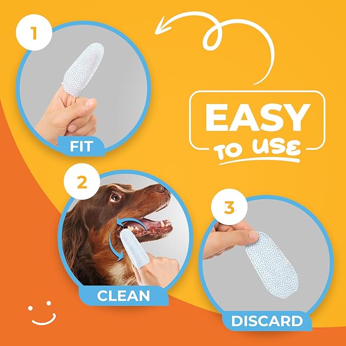 Paw Science Dog & Cat Teeth Cleaning Wipes - Dental Finger Wipes for Cats & Dogs - Pet Toothbrush & Tooth Brushing Kit - Effective Teeth Cleaner (Mint)
