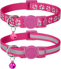 Taglory Kitten Collar Breakaway with Bell, Reflective Soft Cat Collar for Small Kittens, Adjustable 6-8 Inch High Visibility Night Strip, Lightweight for 2-6 Months Baby Cats, 2 Pack, HotPink