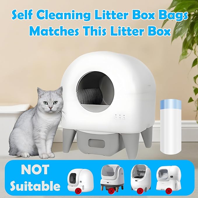 Cat Litter Bags 60 Count, 26.37"X15.74" Drawstring Close Litter Box Liners for Automatic Litter Box,Thick Cat Poop Bags,Easy to Clean,Heavy Duty Robot Bag for Self-Cleaning Box
