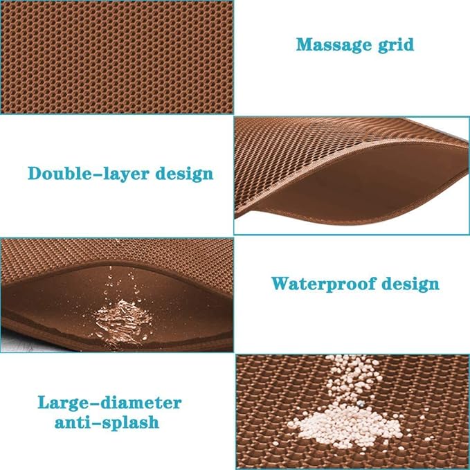 Large Cat Litter Box Mat: Easy Clean Kitty Litter Trapping Mat for Floor, Plastic Cat Box Pad (24 * 30in-Brown-1)