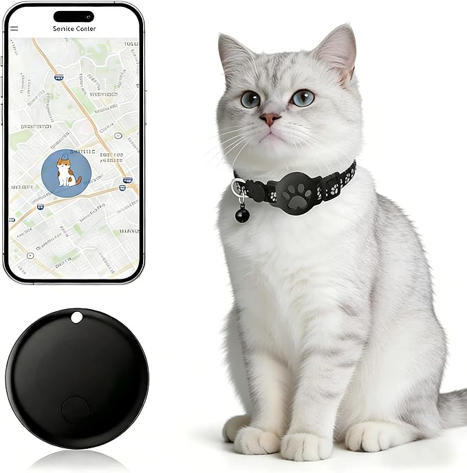 Pet Tracker,GPS Collar for Cats (iOS Only) Smart tag,Waterproof Compatible with Apple Find My,No Monthly Fee,Advanced Tracking Solution Smart Collar for Pet Safety Ideal Small Large Cats