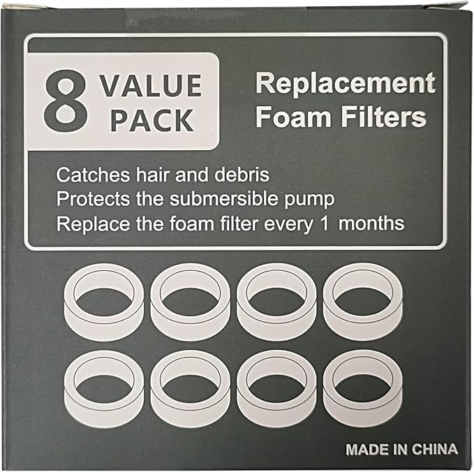 Cat Water Fountain Filters, Cat Fountain Replacement Filters for 2.0L/67oz Automatic Pet Water Dispenser,Pet Water Fountain Replacement Filters Package(Sponge 8 pack)