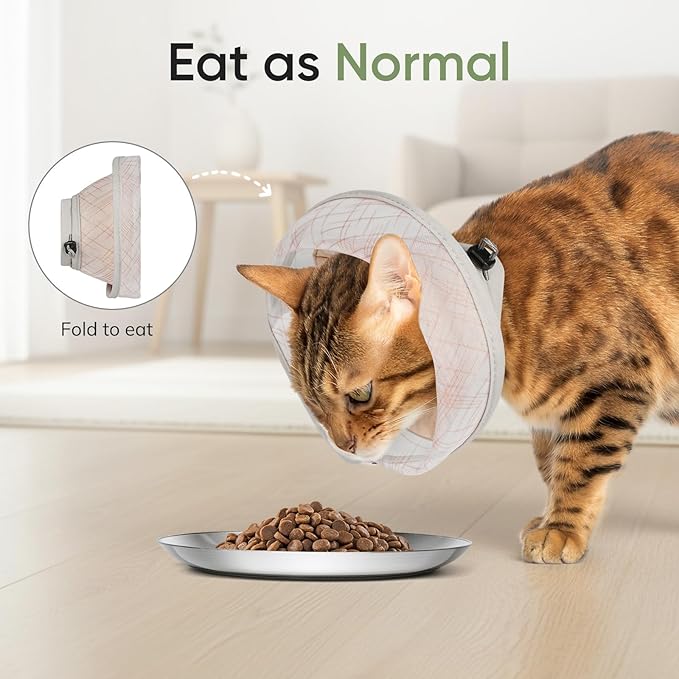 Supet Soft Cat Cone Collar to Stop Licking, Breathable Mesh Cone with Waterproof Liner Recovery Collar, for Kitten, Comfortable Elizabethan Alternative for Spay Neuter Grooming (S)