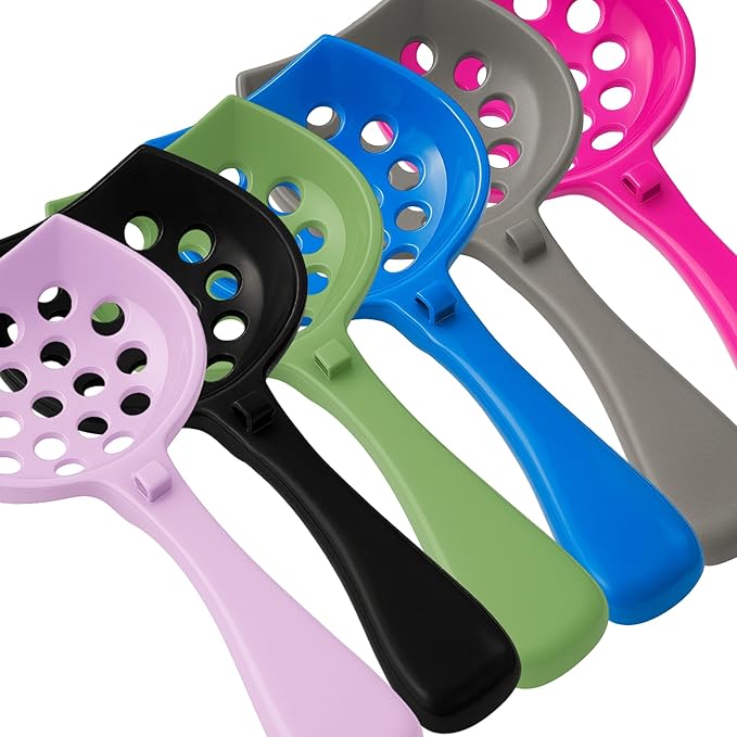 cat Litter Scooper with Holder: Easy-to-Clean cat Scooper for Litter Box; Ergonomic Handle Design for Pooper Scooper cat; Compatible with Clumping and Pellet Litter Scoop. (Lilac)