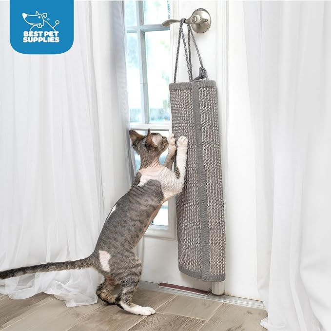 Best Pet Supplies Catify Cat Scratcher, Fun Interactive Scratchers, Posts, Poles, Claw Safe, Furniture Saver Indoor Play Support Natural Cat Behaviors Heavy Duty - Log (Gray)