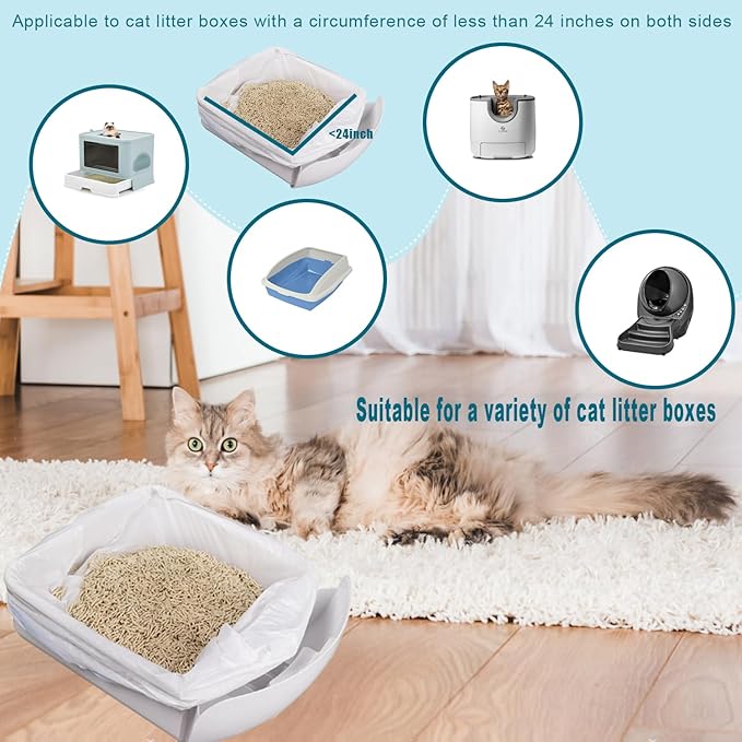 160 Pack Cat Litter Bags, 25 x16 inch Heavy Duty Self-Cleaning Litter Box Liners, Compatible with Litter Box Robot 3 & 4,Extra Thick Waste Drawer Liners (10-12 Gallons)