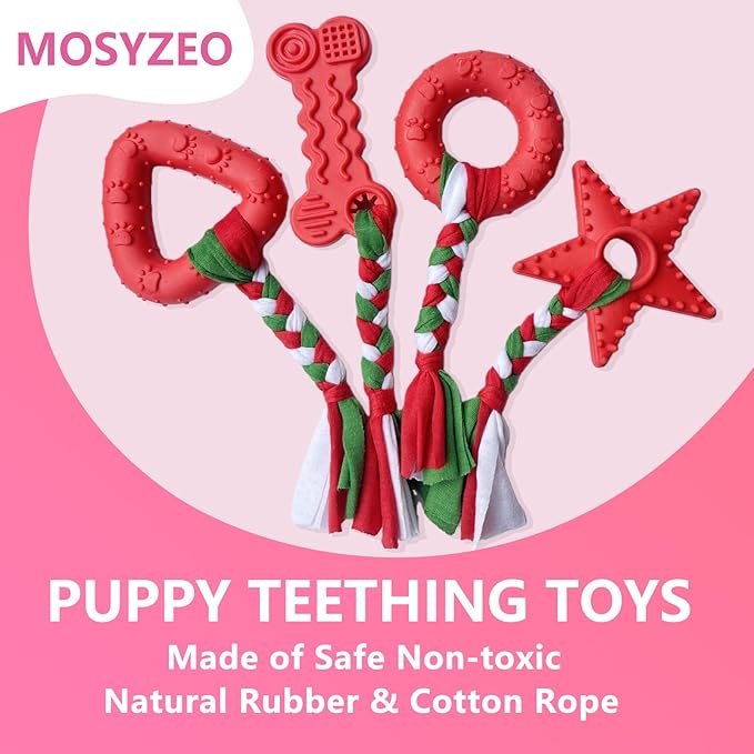 20 Pack Dog Chew Toys for Puppy, Small Dog Toys with Ropes, Treat Ball and Squeaky Plush Toys for Puppy Teething, Rubber Chew Toys