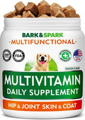 BARK&SPARK Dog Multivitamin Chews Glucosamine Chondroitin with Omega 3, Digestive Enzymes & Probiotics | Vitamins and Supplements for Dogs Pet Skin & Coat & Joint & Gut Health Support - 120ct