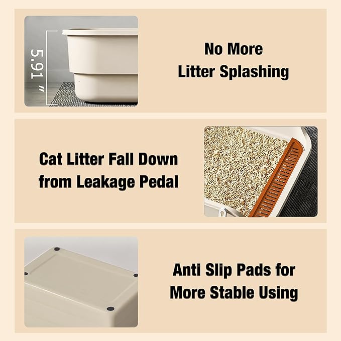 Gefryco Senior Cat Litter Box Low Entry Extra Large Litter Box for Indoor Cats Corner Low Cat Pan