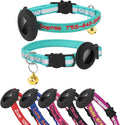 Custom Cat Collar, Personalized Nylon Breakaway Cat Reflective Collar Embroidered with Pet Name and Phone Number with Waterproof Holder Case and Bell (with Silicone Protective Case)