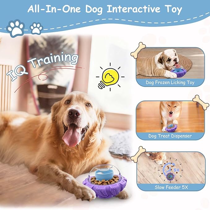 Interactive Dog Toy, Feeder Toy with Adjustable Treat Dispensing & DIY Frozen Treats, Dog Enrichment Toys to Keep Them Busy and Mental Stimulation