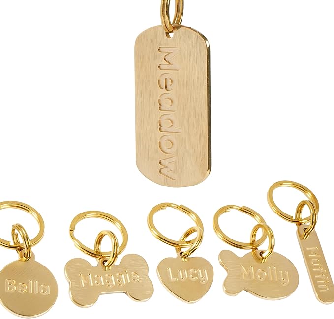 Solid Brass Personalized Dog Tags, Deep Engraved Pet ID Tag for Dogs and Cats, Heavy Duty Extra Thick Custom Name & Phone Number, Never Wear Off, Gift for Pets, 2 Polishing Pads Included (Rectangle)