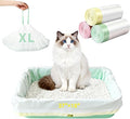 30 Count Jumbo Litter Box Liners 37" X 18", Large Cat Litter Bags with Heavy Duty Drawstring, Extra Thick Leakproof Cat Pan Liners for Kitty Box, Assorted Colors