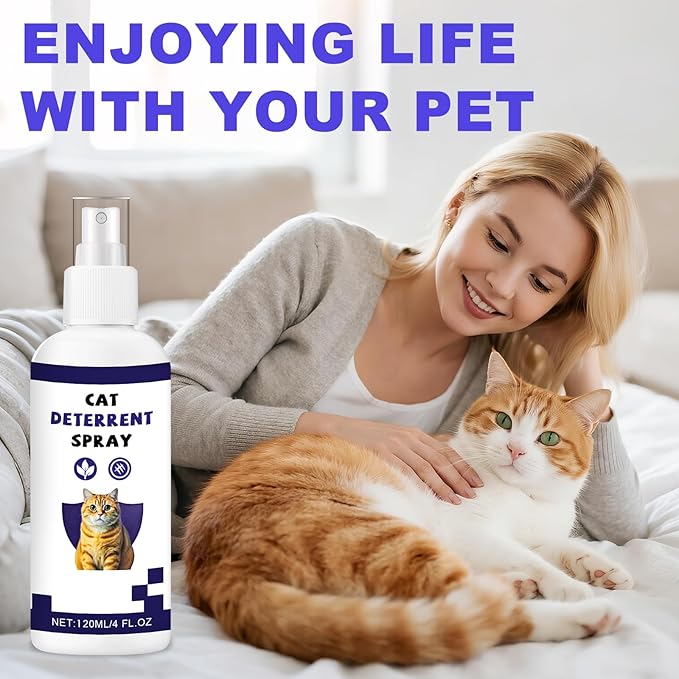 Cat Deterrent Spray, Cat Repellent Spray for Scratching & Marking, Anti-Scratch Deterrent for Furniture, Sofas, Rugs, Curtains, Plants, Indoor & Outdoor 4 FL.OZ
