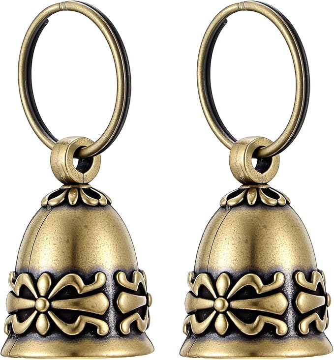 2Pcs Copper Collar Bells for Small Pets, 0.75 Inch Vintage Brass Jingle Bells, Ideal for DIY with Anti-Lost ID Pendant Tags, Retro Pet Craft Bell Charms for Cats & Puppies