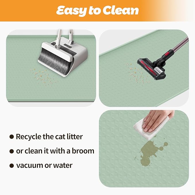 Cat Litter Mat, Extra Large 51" x 25.6" Silicone Mat Litter Trapping Mat for Scatter Control, Soft on Kitty Paws, Easy to Clean (Green)