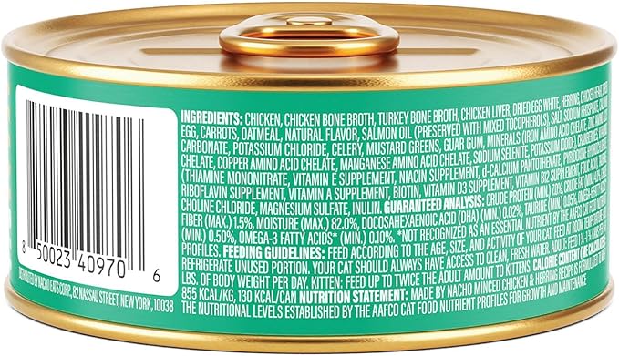 Made by Nacho Wild-Caught Chicken & Herring Recipe with Bone Broth Minced Wet Cat Food, 5.5-oz can, Case of 6