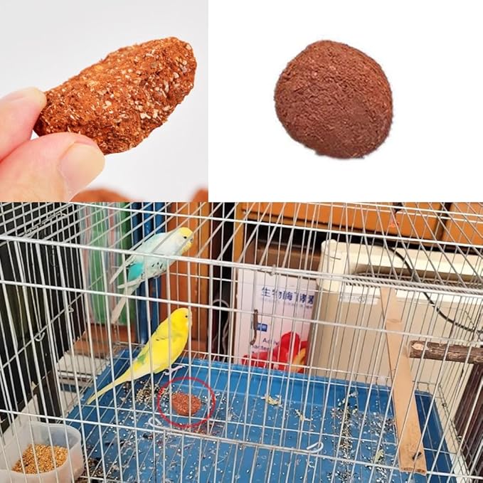 4 Pack Bird Mineral Block Natural Formula Clay Ball Bird Beak Grinding Stone Rock Blocks Calcium Supplement Parrot Chewing Toys for Parakeets Quaker Senegal Conure Budgies Cockatiel Greys