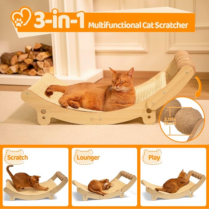 Cat Scratcher Sisal Cat beds for Indoor Cats Extra Large Scratchers for Adult Cat Scratch Pad for Cats Scratching Board Cat Bed Hammock Lounge with Ball Toy