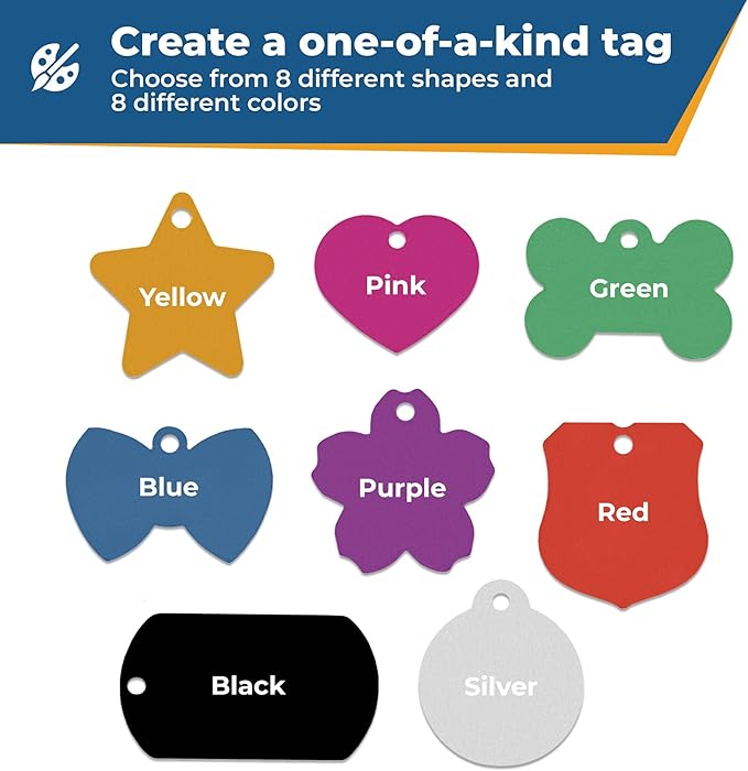 GoTags Dog Tags, Personalized Engraved Dog and Cat ID Tags for Pets, Custom Engraved on Both Sides, Various Shapes Including Bone, Round, Heart, Bow Tie, Star, and Badge (Heart, Small - Pack of 1)