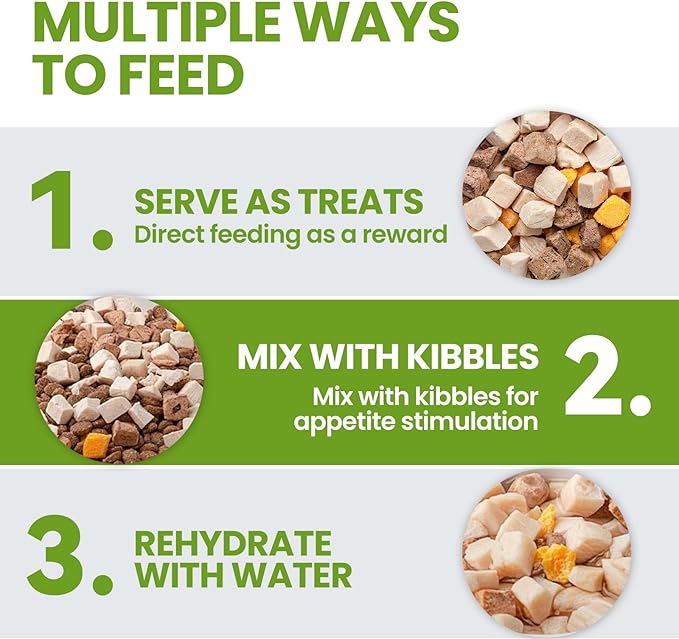OPET Freeze Dried Treats for Dogs & Cats, High Protein, Bite-Sized, Freeze Dried Chicken Breast+Chicken Liver+Egg Yolk+Duck Breast 4 in 1 Addictive-Free Traning Snacks, Sealed Box(1.1Lb)